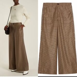 GANNI Merkel Glen Prince of Wales wide-leg pants with Rhinestone Trim